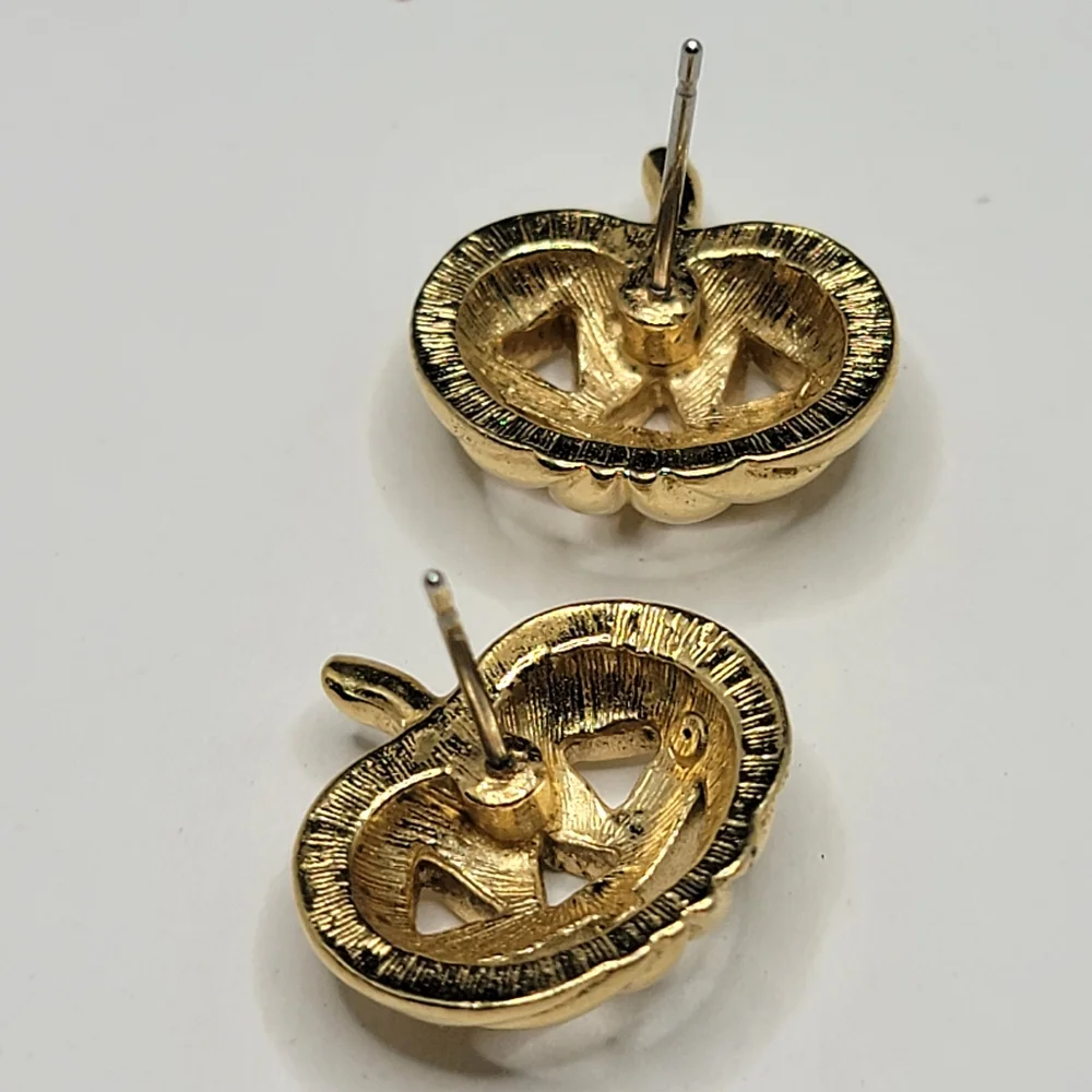 Vintage Gold Jack-o-lantern Halloween Earrings | Avon